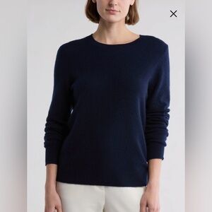 Nordstrom Cashmere Crewneck Sweater, Navy, Size L